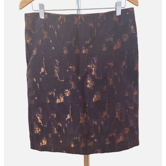 Coldwater Creek Womens Brown Gold Metallic Textured Blazer Skirt Suit Set Sz 12P - Picture 8 of 14